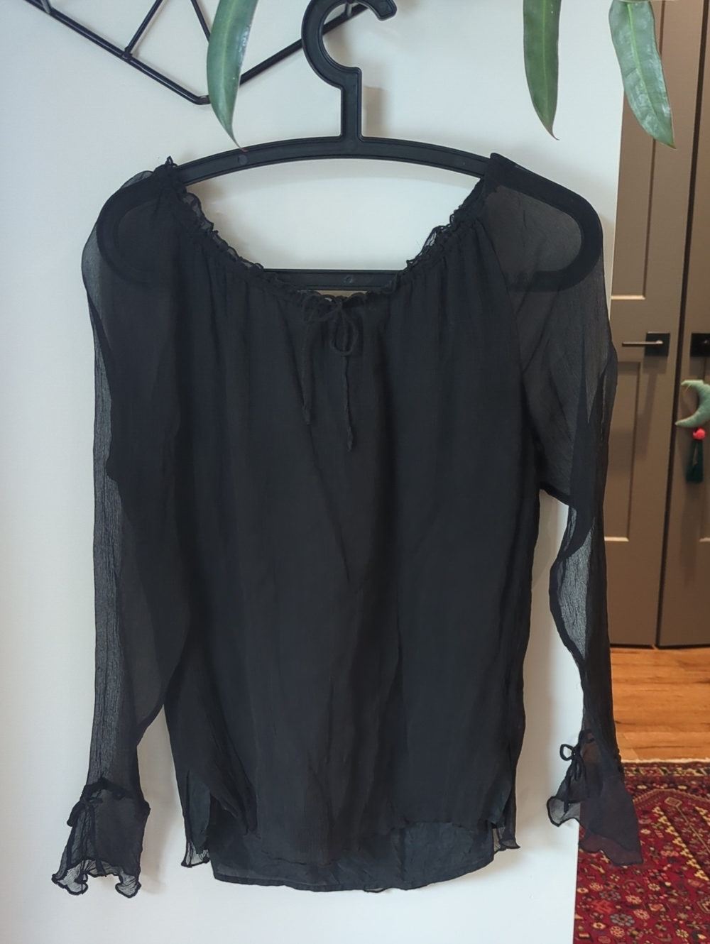 Vintage Silk Peasant Blouse - Women's Top